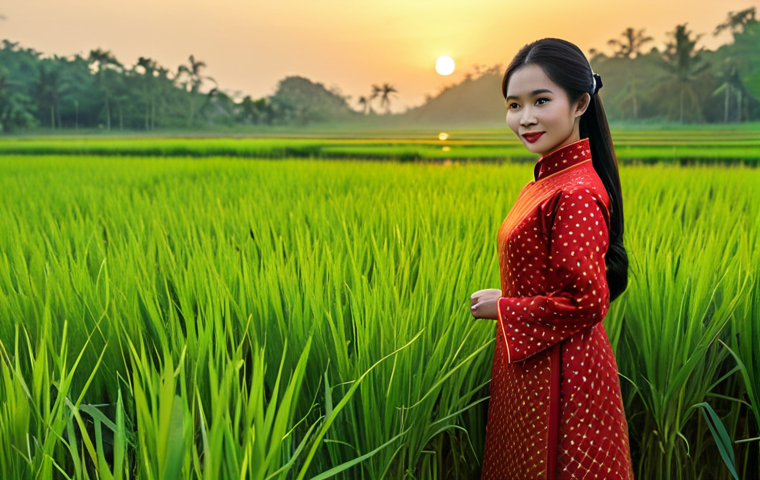 **
"A Vietnamese woman in a traditional Ao Dai, standing in a lush rice paddy field during golden hour, fully clothed, modest dress, safe for work, perfect anatomy, correct proportions, natural pose, professional photography, high quality, family-friendly scene, appropriate content."
**