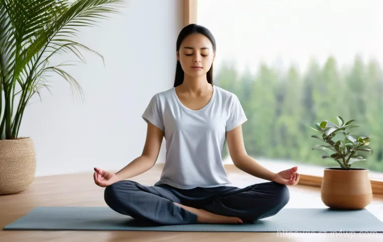 마인드풀테크와 창의성 증진 - **Prompt 1: Peaceful Digital Meditation**
A serene and calm young woman of Asian descent, wearin...