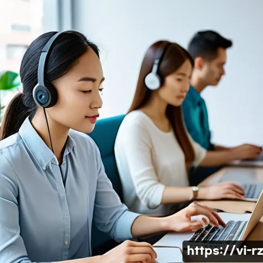 마인드풀테크의 글로벌 사례 분석 - A modern Vietnamese office environment with diverse young professionals using laptops and smartphone...
