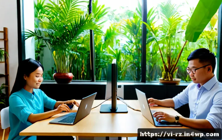 Home 17 마인드풀테크의 성공적인 적용 사례 - Photorealistic Vietnamese office team successfully using mindful technology: diverse young professio...